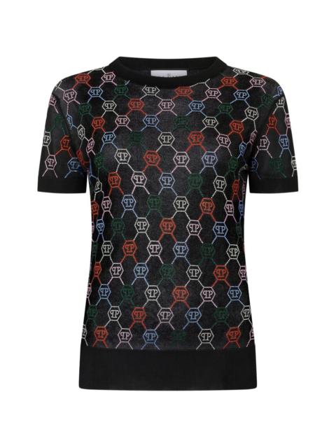 PHILIPP PLEIN monogram knit T-shirt