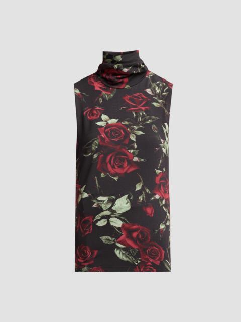 L'AGENCE Women's Ceci Sleeveless Turtleneck Top - Black Burgundy Rose