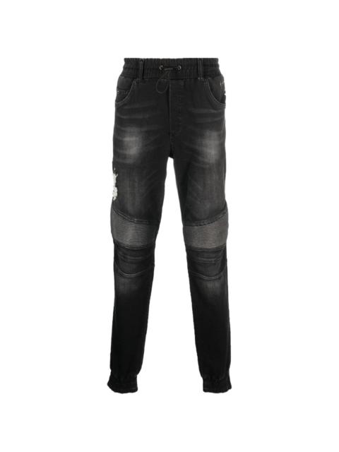 drawstring-waist tapered jeans
