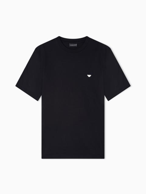 EMPORIO ARMANI LYOCELL-BLEND JERSEY T-SHIRT WITH EMBOSSED EAGLE EMBROIDERY