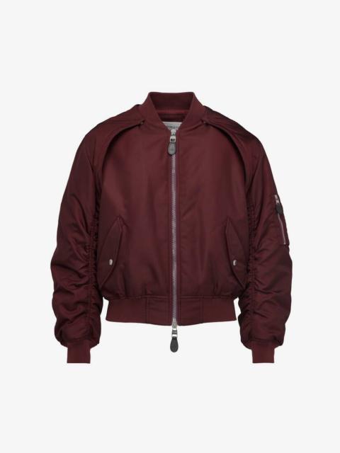 Men's Detachable Sleeve Bomber Jacket in Bordeaux