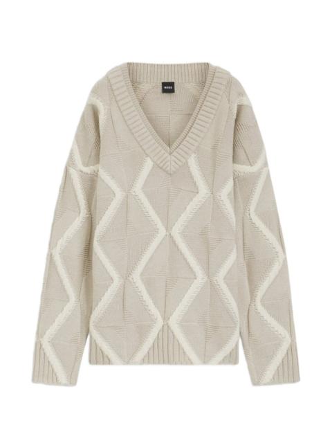 BOSS patterned V-neck sweater