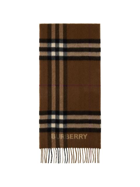 Burberry Brown Contrast Check Cashmere Scarf