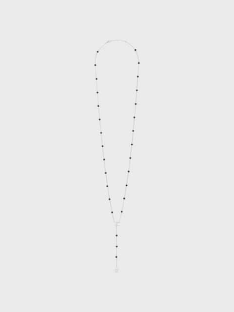 CELINE Triomphe Long Necklace in Brass with Rhodium Finish and Onyx