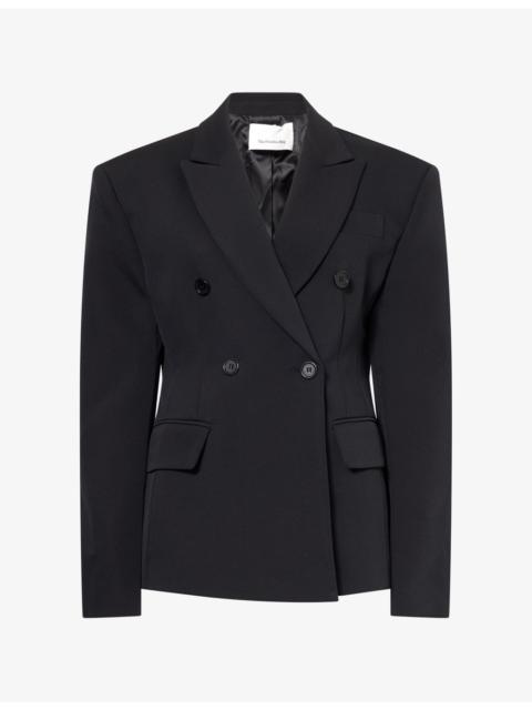 The Frankie Shop Doyer Double-Breasted Cinched Woven Blazer