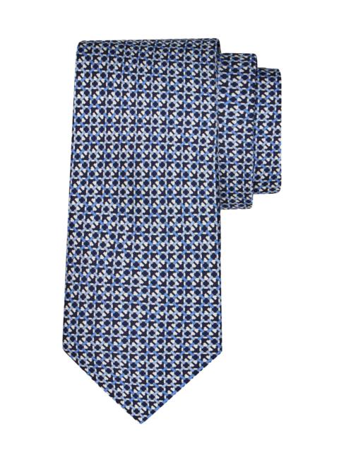 FERRAGAMO Men's Anteo Gancio Woven Silk Tie - Blue Scuro