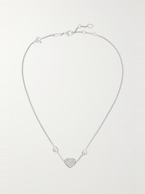 Happy Hearts 18-karat white gold diamond necklace