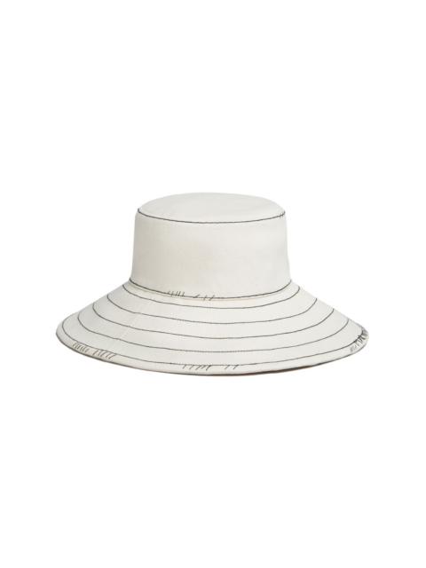 contrast-stitching cotton hat