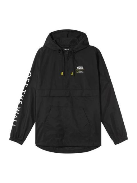 Vans Men's Vansx Crossover Printing Logo hooded Long Sleeves Sports Jacket Black VN0A4MUL-BLK