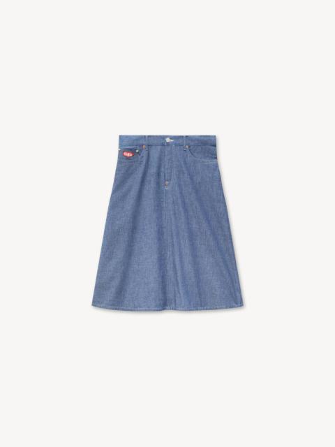 KENZO 'KENZO Loves' midi skirt in rinse chambray