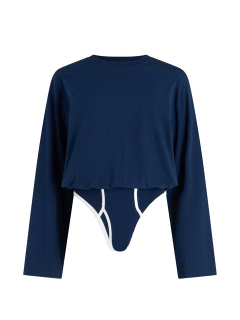 Jean Paul Gaultier long-sleeve twisted cotton bodysuit