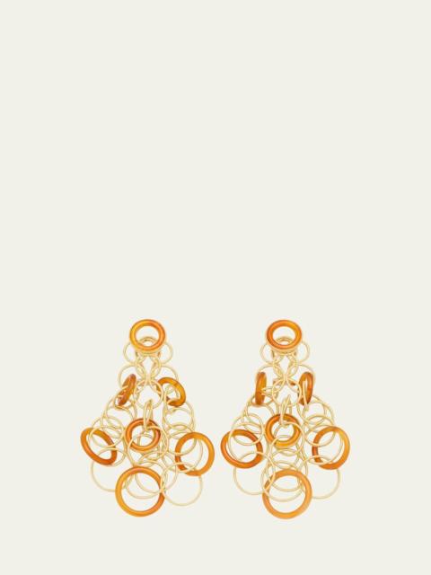 Buccellati Hawaii 18K Gold & Carnelian Pendant Earrings, 7cm