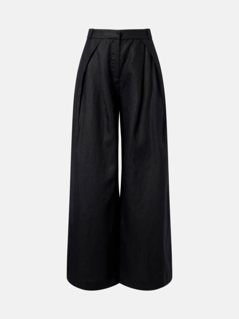 FAITHFULL Sofia pleated linen wide-leg pants