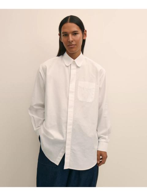 Brooks Brothers Brooks Brothers X Engineered Garments Cotton Oxford Round Pinhole Collar Oversized Dress Shirt