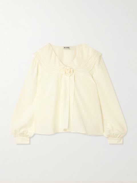 RIXO Emelin Layered Appliquéd Silk Crepe De Chine Blouse