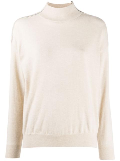 Brunello Cucinelli brass-embellished cashmere jumper