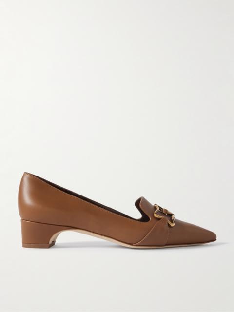 Manolo Blahnik Phoebpla 30 Embellished Leather Pointed-toe Loafers