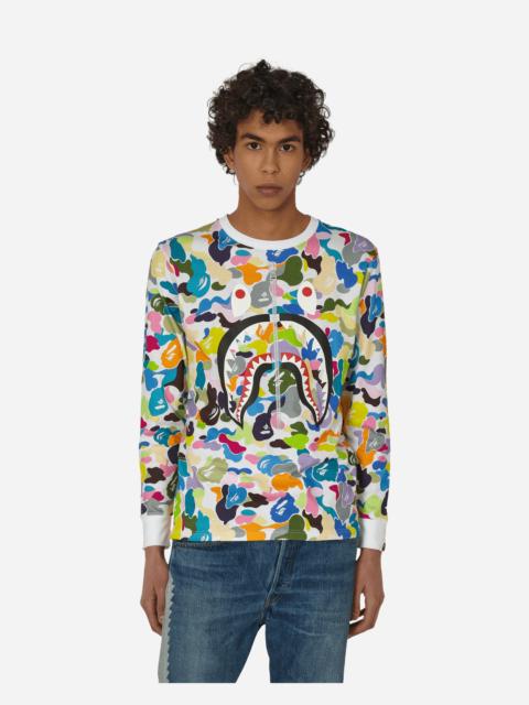 A BATHING APE® Multi Camo Shark Wide Longsleeve T-Shirt White