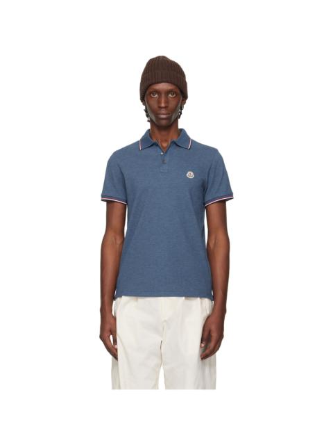 Moncler Blue Tricolor-Trimmed Cotton Piquet Polo