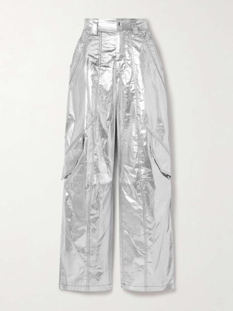Isabel Marant Divina metallic coated cotton-blend barrel-leg pants