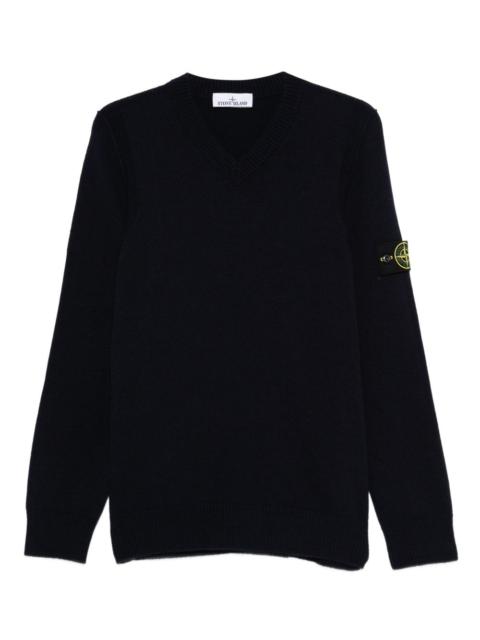 Stone Island v-neck logo-patch sweater