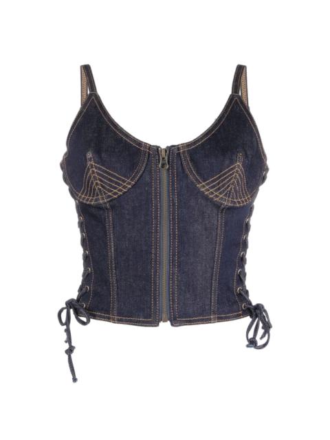 Jean Paul Gaultier contrast-stitching denim corset top