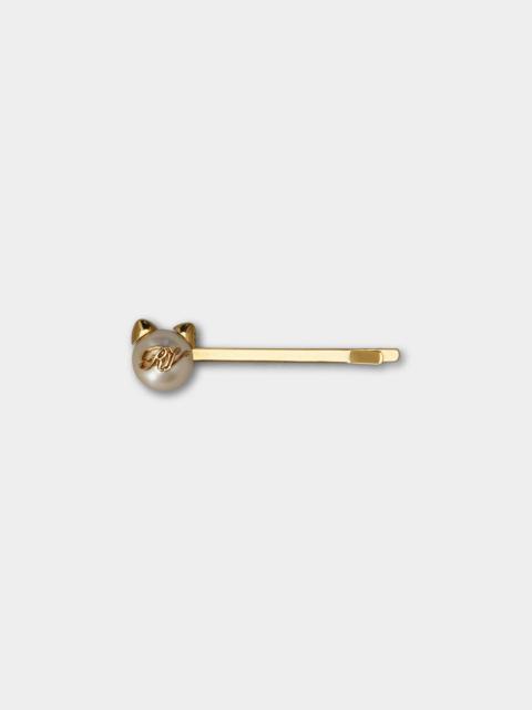 Pearl Cat Hair Clip in Metal