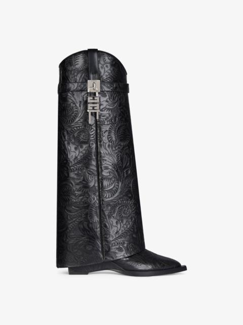 SHARK LOCK COWBOY BOOTS IN LEATHER WITH WESTERN PATTERN
