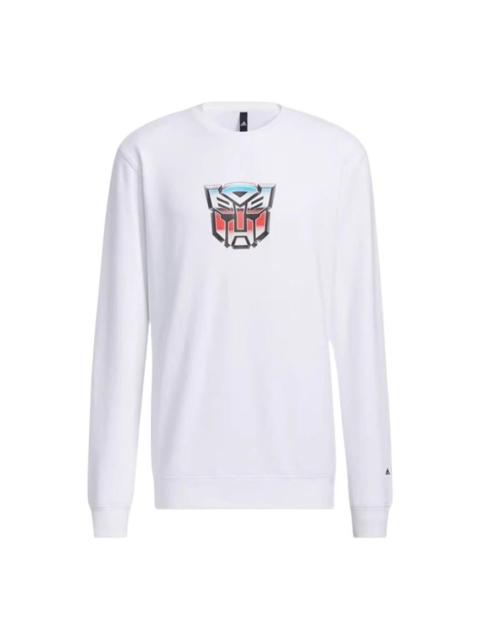 adidas x Transformers Crossover Cartoon Printing Round Neck Long Sleeves T-Shirt 'White' HN4183