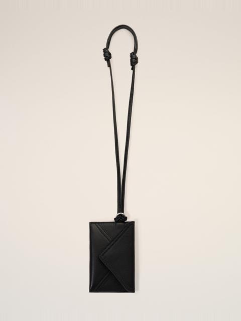 AMI Paris BLACK ETIENNE STRAP TAURILLON LEATHER ENVELOPE CARD HOLDER
