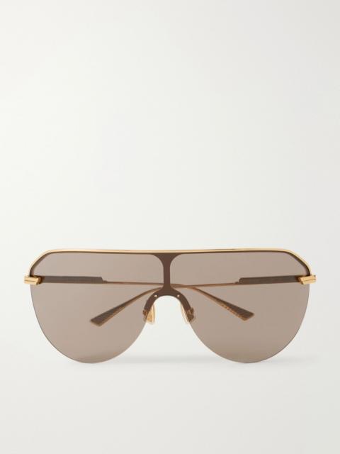 Bottega Veneta Long Ribbon aviator-style gold-tone sunglasses Brown