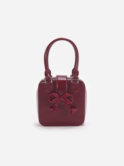 self-portrait Burgundy Leather Square Mini Tote Bag