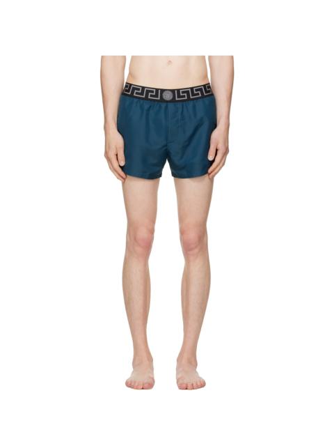VERSACE Blue Greca Swim Shorts