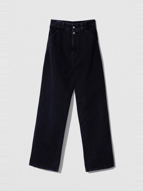 D DENIM WIDE TROUSER BLACK WASH COTTON