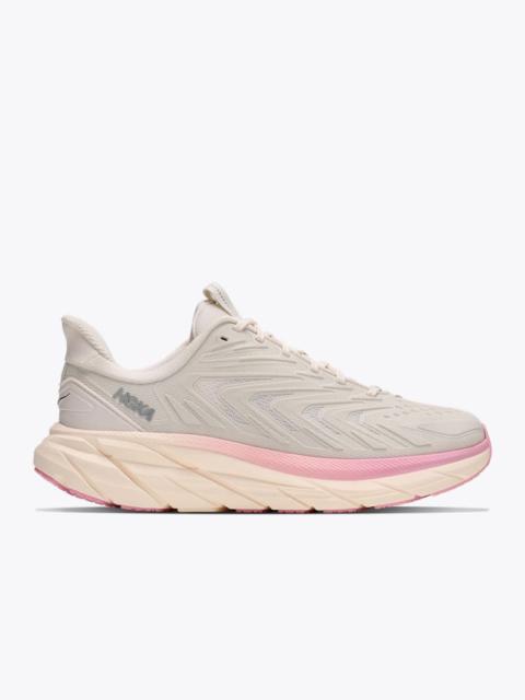 HOKA Women's Clifton UTL Shoes in Alabaster/Dewy Pink