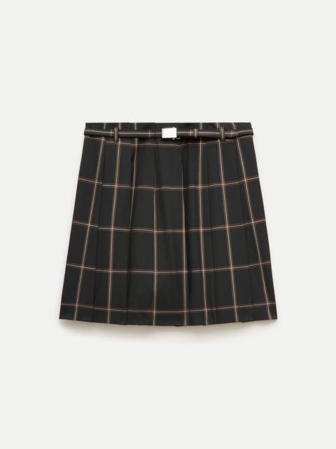 J.CREW Pleated prep skirt in windowpane Gramercy suiting