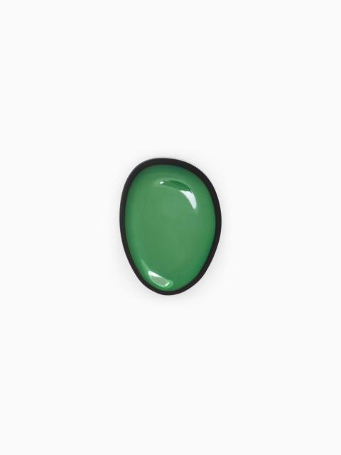 EMPORIO ARMANI GLOSSY OVAL MIRROR EFFECT BROOCH WITH A BRASS CLASP