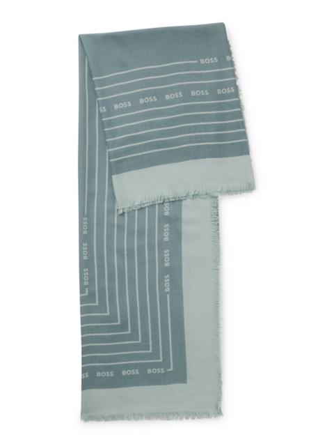 BOSS LOGO-PRINT SCARF IN VOILE