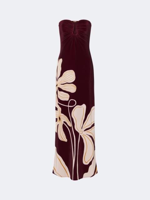 CALA de la CRUZ Yves floral gathered velvet gown
