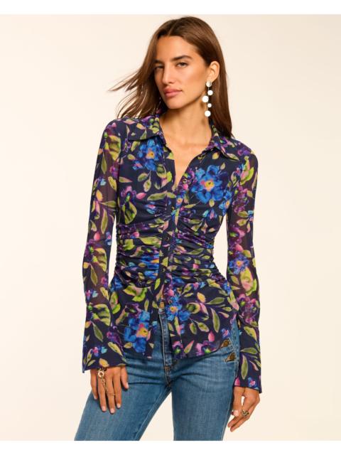 RAMY BROOK Talisa Mesh Long Sleeve Button Down Top