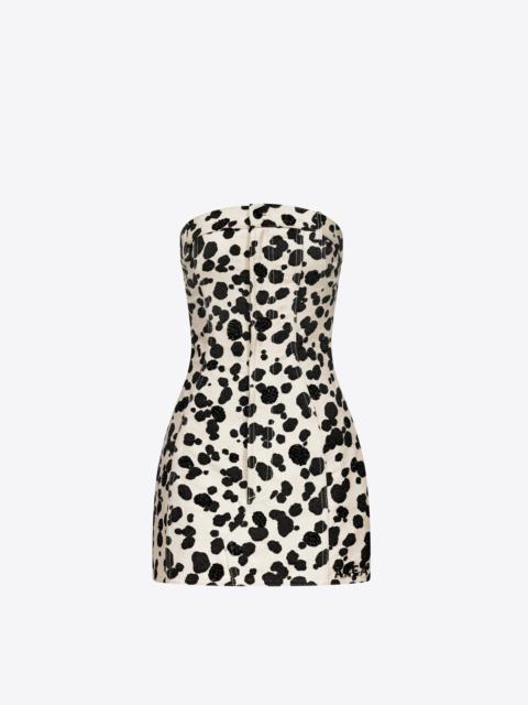 AREA DALMATIAN DENIM STRAPLESS MINI DRESS