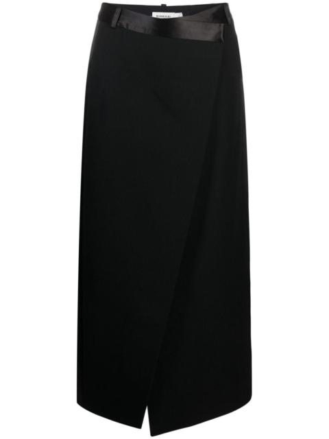SIMKHAI satin-belt wrap midi skirt