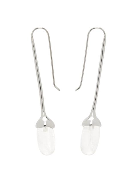 Silver Long Dripping Stone Earrings