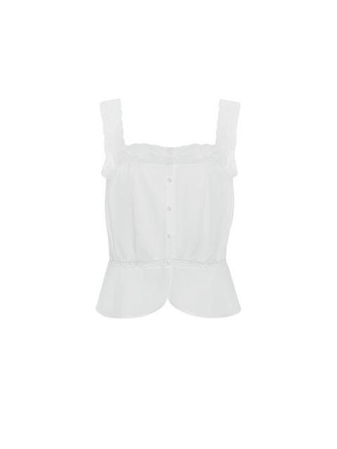 Cou Cou The Fleur Top: Cotton Voile White