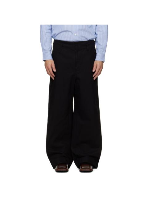 Comme des Garçons Homme Black Cotton Garment Washed Trousers