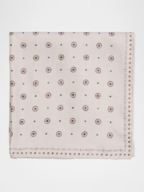 Brunello Cucinelli Men's Silk Geometric Dot Pocket Square