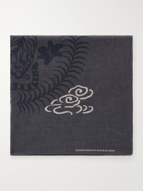 Blue Blue Japan Hana Ni Tora Printed Cotton Bandana Black