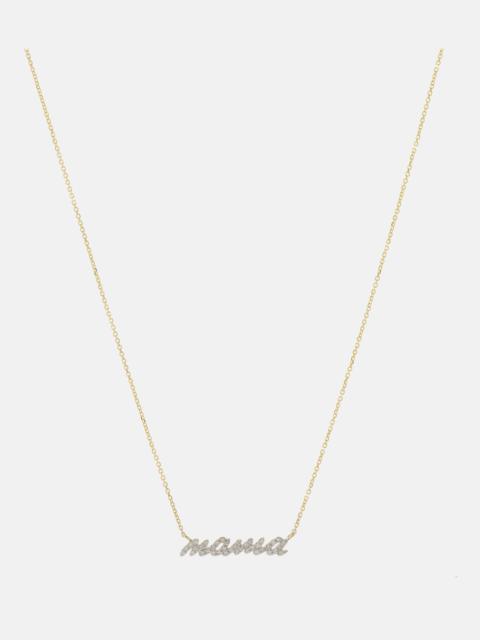 STONE AND STRAND Hey Mama 10kt gold necklace with diamonds
