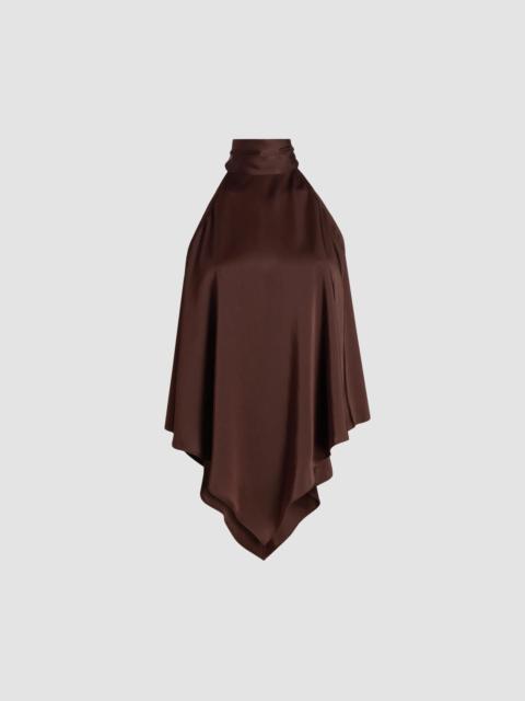 LAPOINTE Women's Lightweight Satin Handkerchief Top - Chocolate