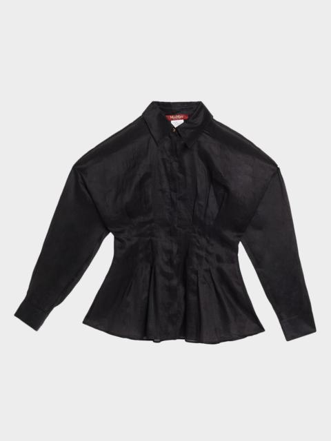 Max Mara Studio Mstora Ramie Peplum-Hem Shirt